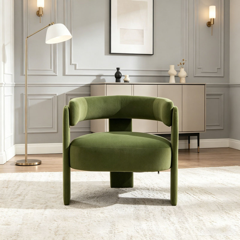 Fauteuil d'appoint pour le salon, fauteuil simple en velours confortable, Green