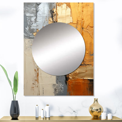 Angleside gris doré brillant géométrie XV - abstrait collages miroir, miroir mural décoratif moderne, art imprimé en métal