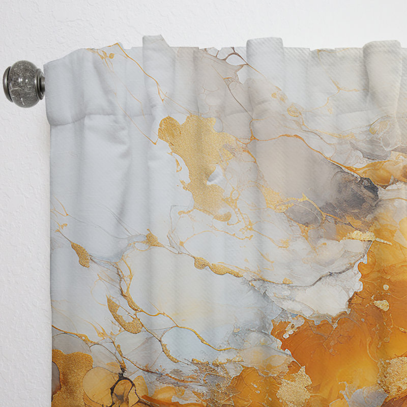 Rideau traditionnel en velours Bonnavale doré et blanc Geode Lava III - obscurcissant - 1 panneau, L 52 po x L 95 po