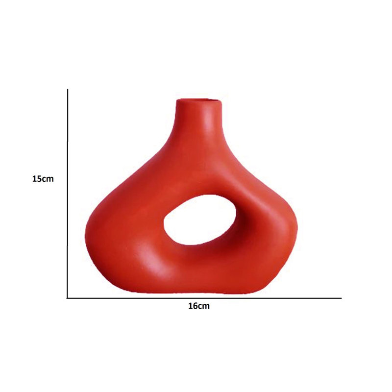 Coye Ceramic Table Vase, 19cm H x 15cm W x 4cm D, Terracota