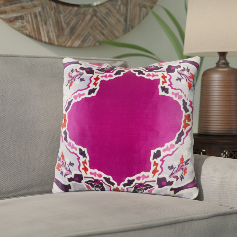 Silk Throw Pillow, 20" H x 20" W x 4" D, Dark Magenta, Polyester