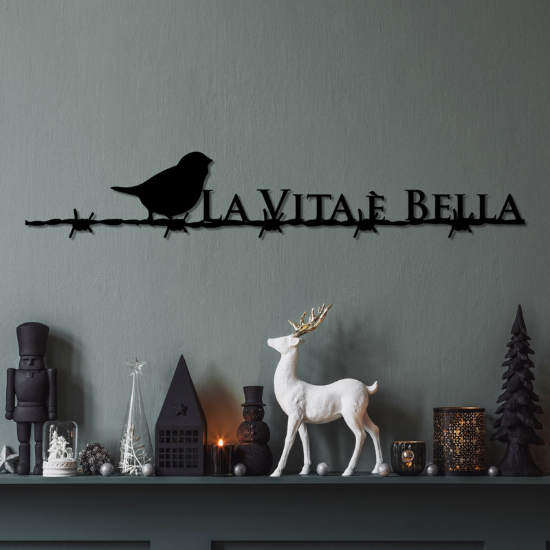 Elegant Decorative Metal Wall Accessory, Black | 100% Metal Construction, Thickness: 0.06 inches | Dimensions: 33.9 x 5.9 inches | Lightweight at 0.56 lbs | Perfect for Modern Home Decor & Stylish Interiors