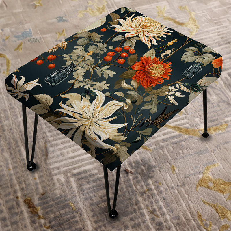 Harmonieux équilibre - Repose-pieds oriental floral rectangulaire