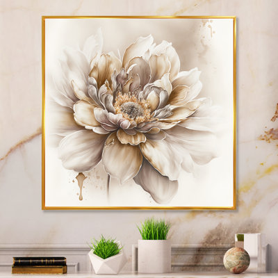 Motif floral beige fleuri V - Toile murale florale
