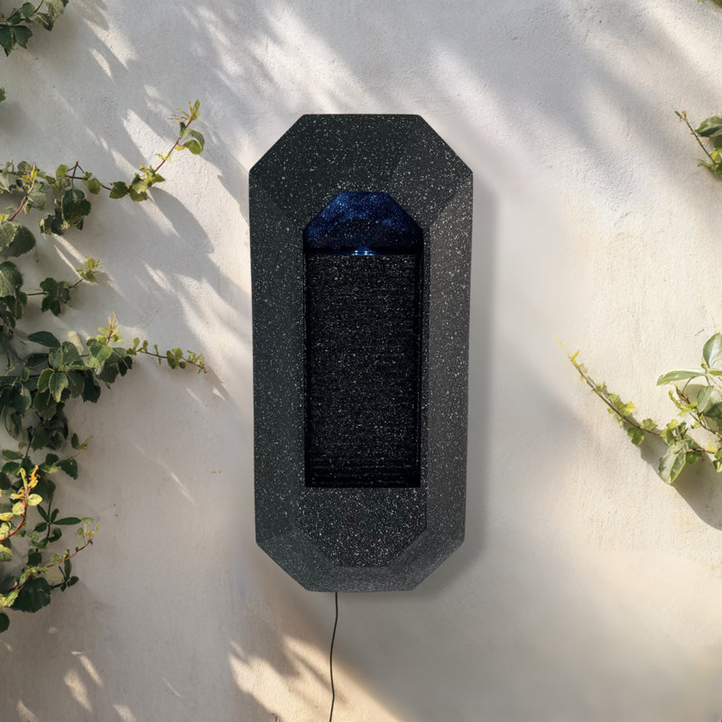 Fontaine murale noire 23,3 "avec lumière DEL, Noir