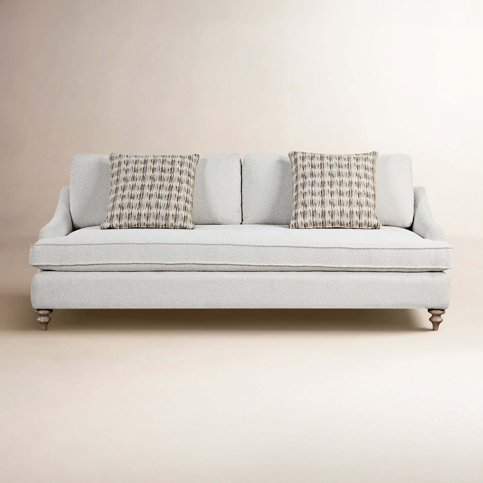 Haley Upholstered Sofa with Pillows, White