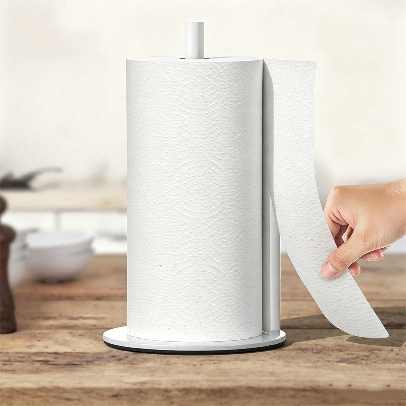 Porte-rouleau de papier essuie-tout de comptoir avec base lestée (blanc), Blanc
