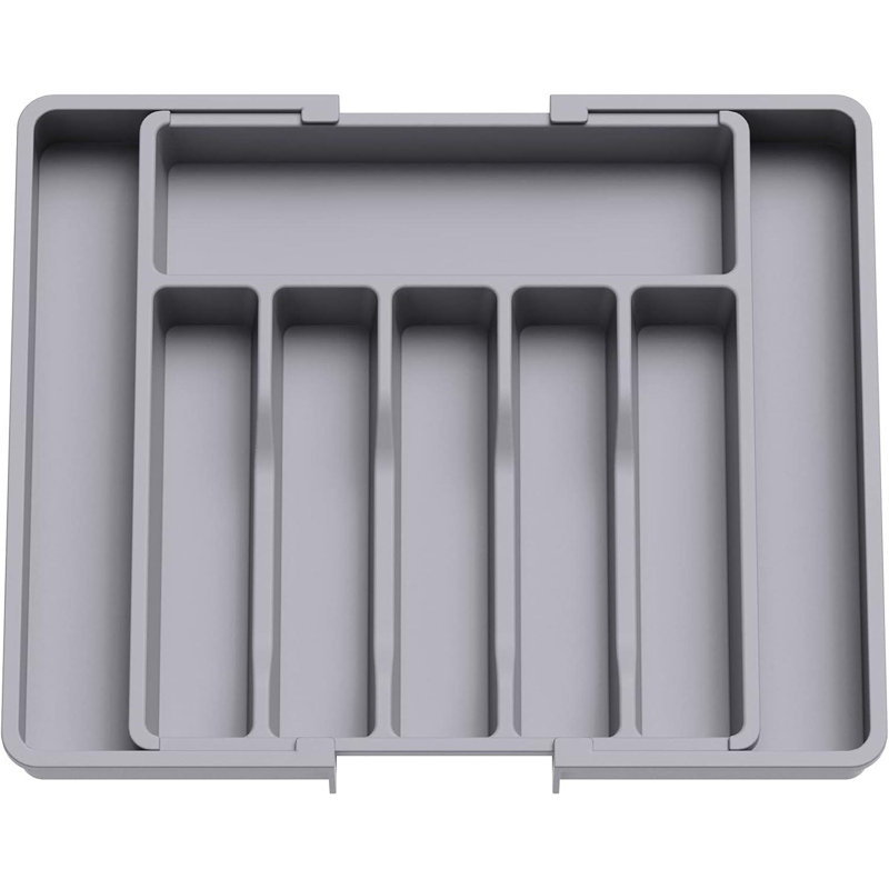 Barthelmess Plastic Rectangle Chest / Box Expandable Kitchen Drawer Organiser Cutlery Tray, Grey
