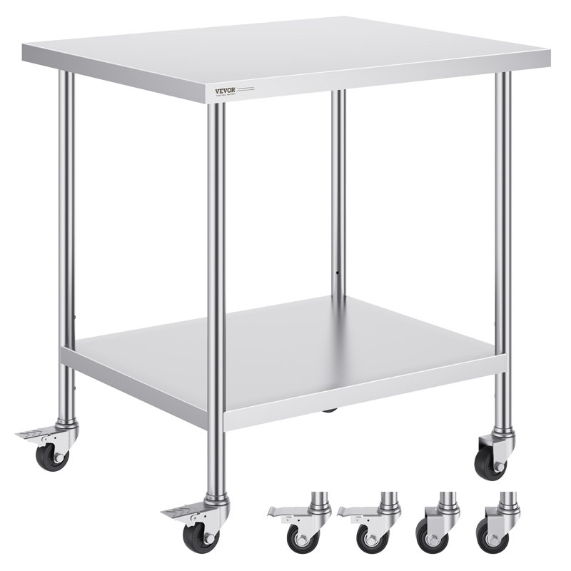 Chariot de cuisine roulant avec plateau en acier inoxydable