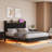 Floating Bed Frame with LED Lights & USB Charging Station – Modern Upholstered Platform Bed with Headboard, Solid Wood Slats Support, No Box Spring, Easy Assembly, Noise-Free-1507137577-1507137572