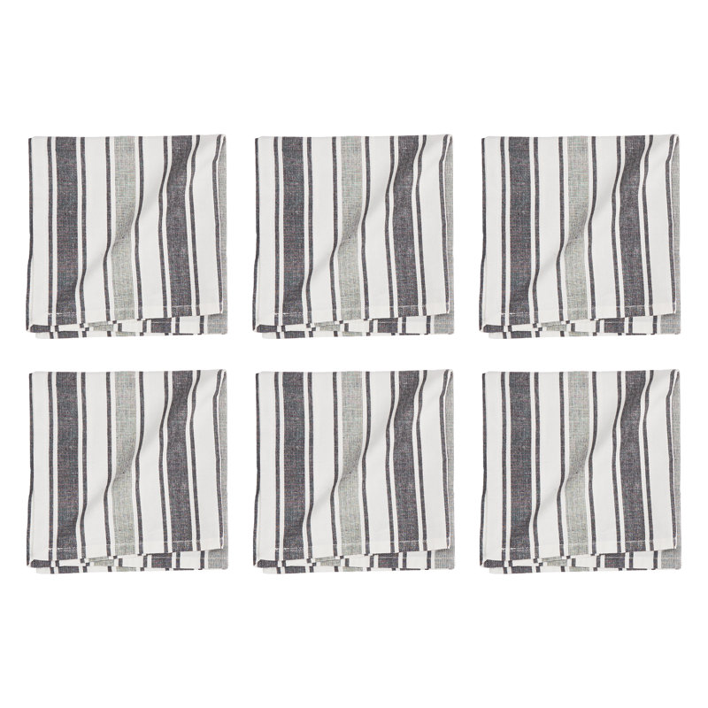 Jacklyne Chandler Stripe Adriatic Cotton Napkin, Onyx