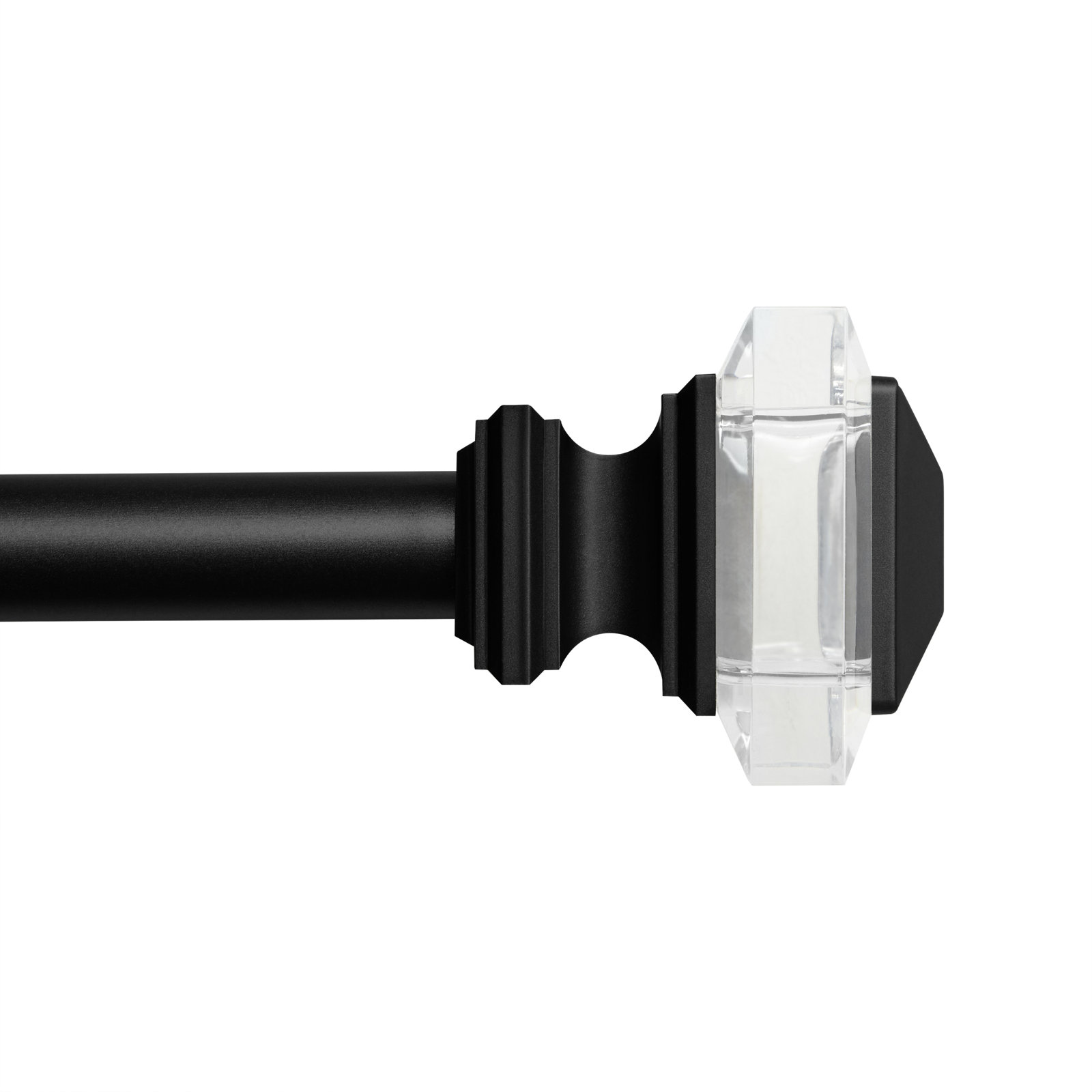 Illinois Single Curtain Rod, Matte Black, 66" - 120" W