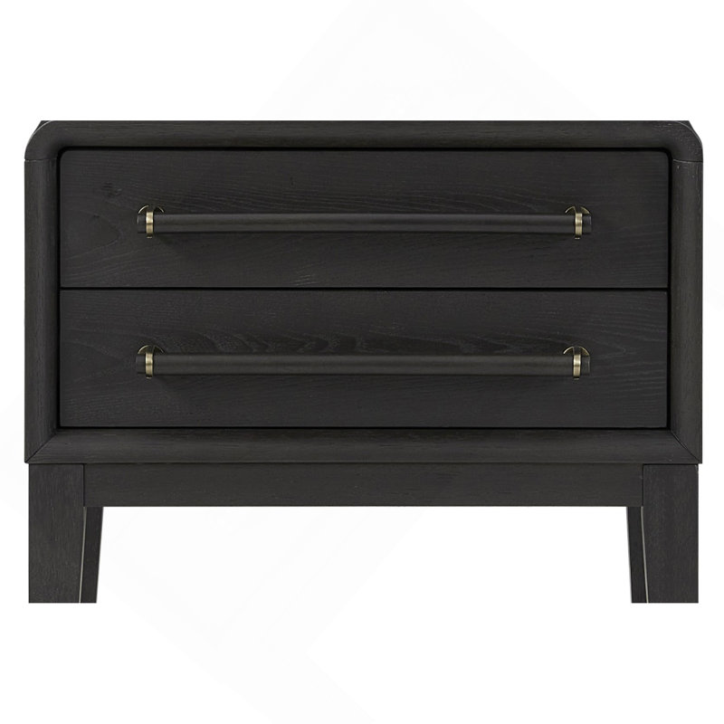 Petite table de chevet avec 2 tiroirs, Noir