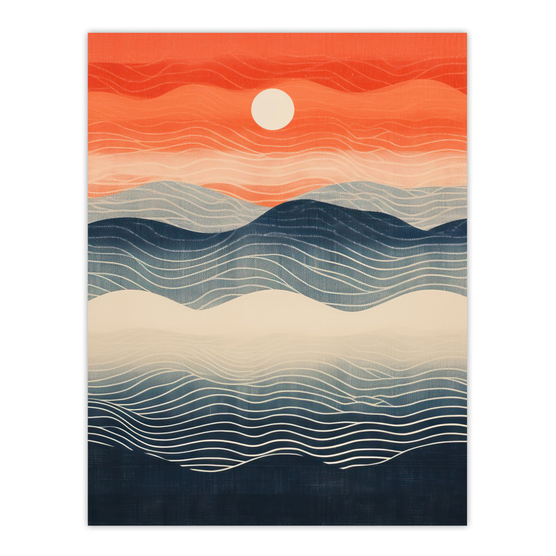 Wall Art Print Low Sun High Tide Blue Seascape Living Room