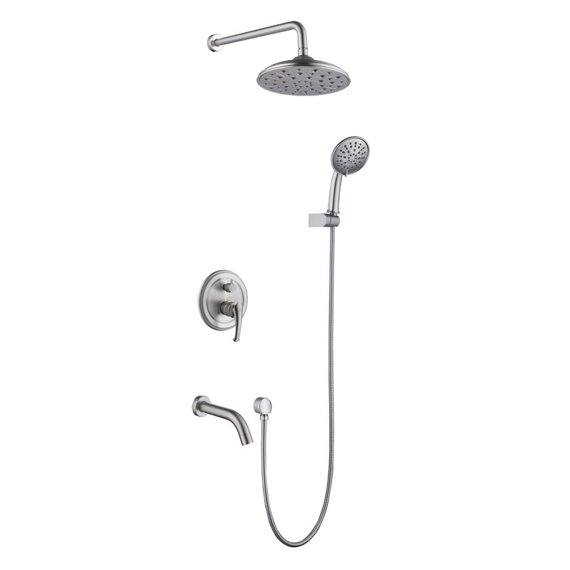 Système de douche à pluie à fixation murale 3 fonctions Retro, Nickel brossé