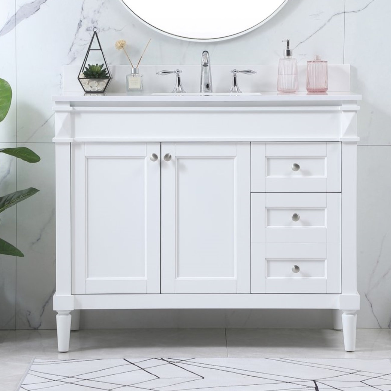 Readington Single Bathroom Vanity, White, 42"