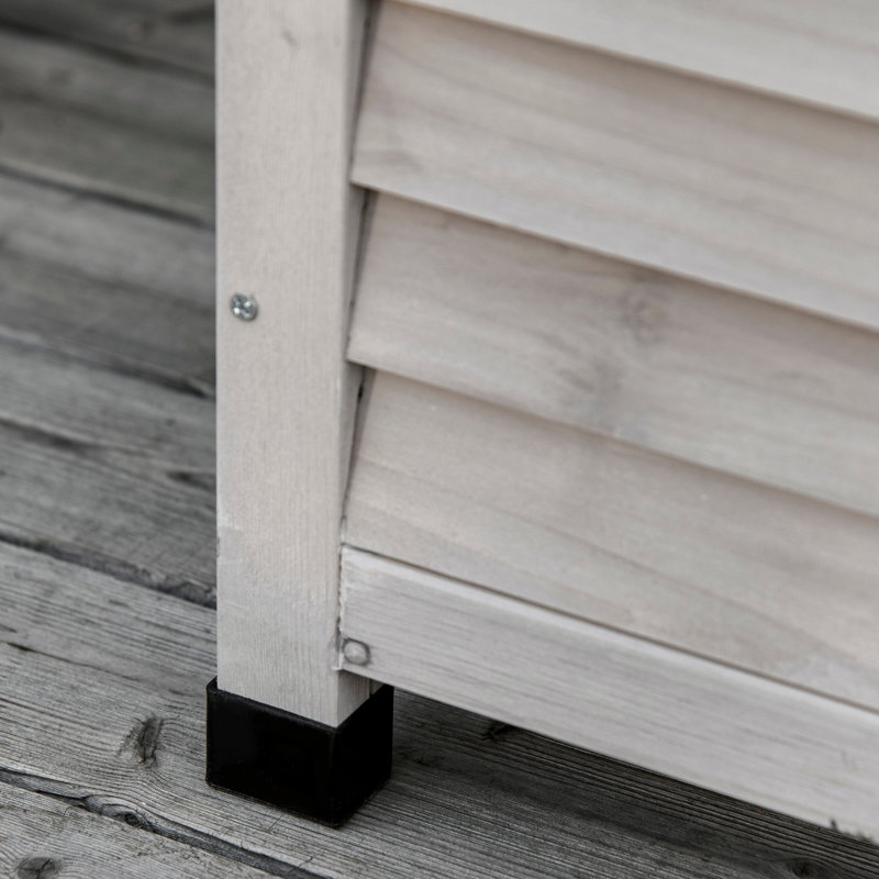 75 Gallon Grey Wooden Deck Box with Aerating Gap & Weather-Resistant Finish, Outdoor Storage Container
