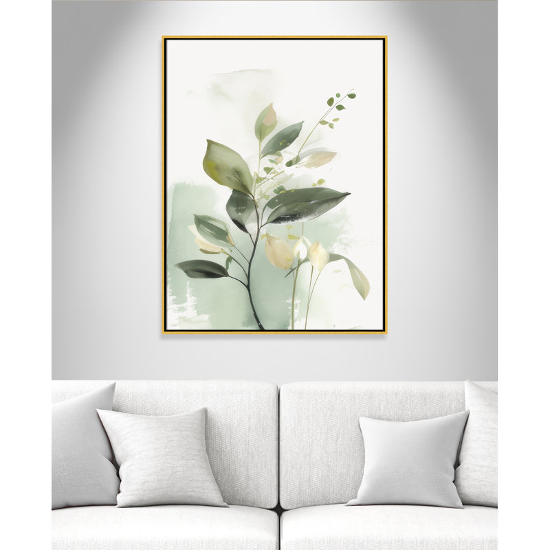 «Greenery Serenade II» par Irena Orlov, Toile avec cadre, 31.5'' W x 41.5'' H, Flotteur doré