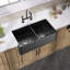 Echo Fireclay 33 in. White Farmhouse Sink Apron Front Farm Sink Double Bowl Kitchen Sink with Accessory Kit-98387760-91457276