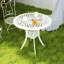 Outsunny 78 cm Round Garden Dining Table with Parasol Hole Bronze Tone-655446735