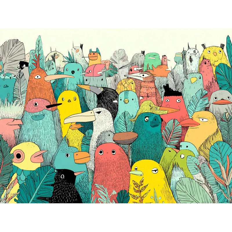 «Exotic Bird Parade», art mural sur toile tendue, H 16 po x l 24 po