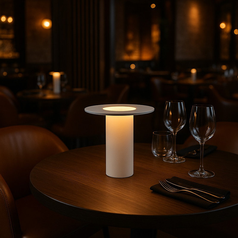 Halo Table Lamp - Cordless Led Light, Rechargeable, Modern Minimalist Design, Soft Glow For Home, Restaurants & Bars
