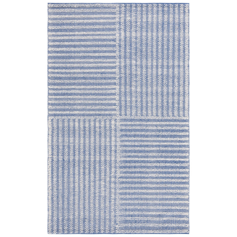 Karpeta Striped Hand Woven Wool and Cotton Area Rug, Rectangle 5' x 8'