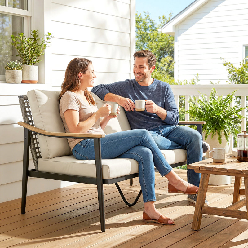 120cm Wide Straight Steel Patio Sofa