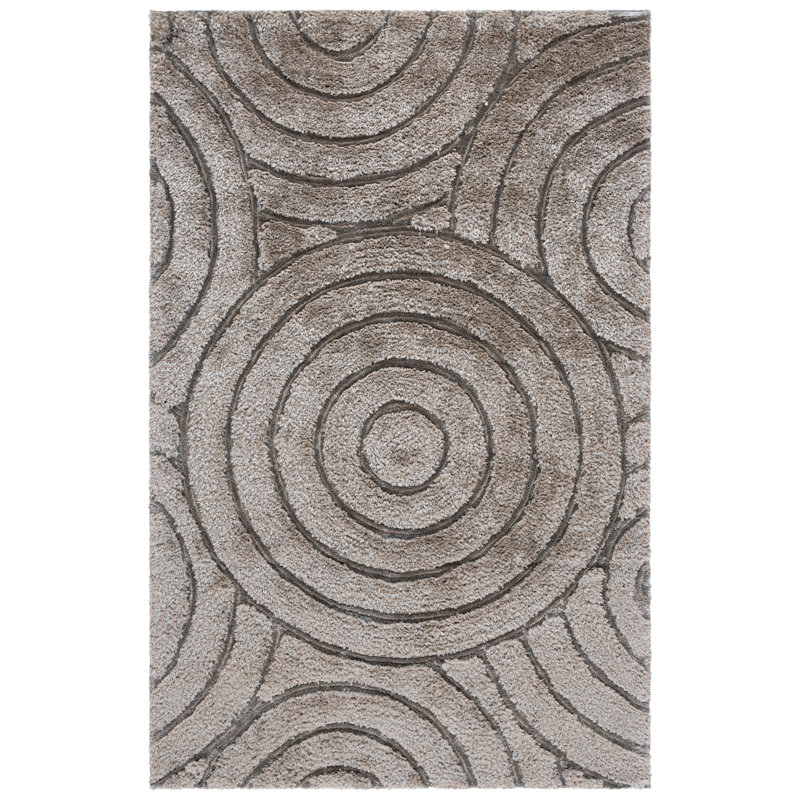 Tapis en zone argent touffeté abstrait fait main Minnich, Rectangle 4 pi x 6 pi