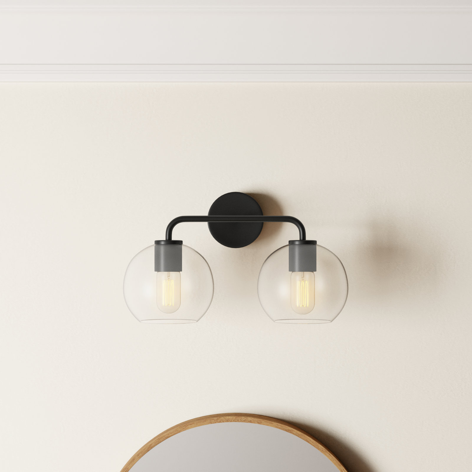 Childerley 2-Light Vanity Light, Midnight Black, Clear