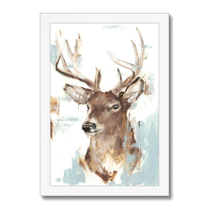 Bacote Modern Deer Mount II by Ethan Harper - Painting, 34cm H x 24cm W, White Framed Paper Print