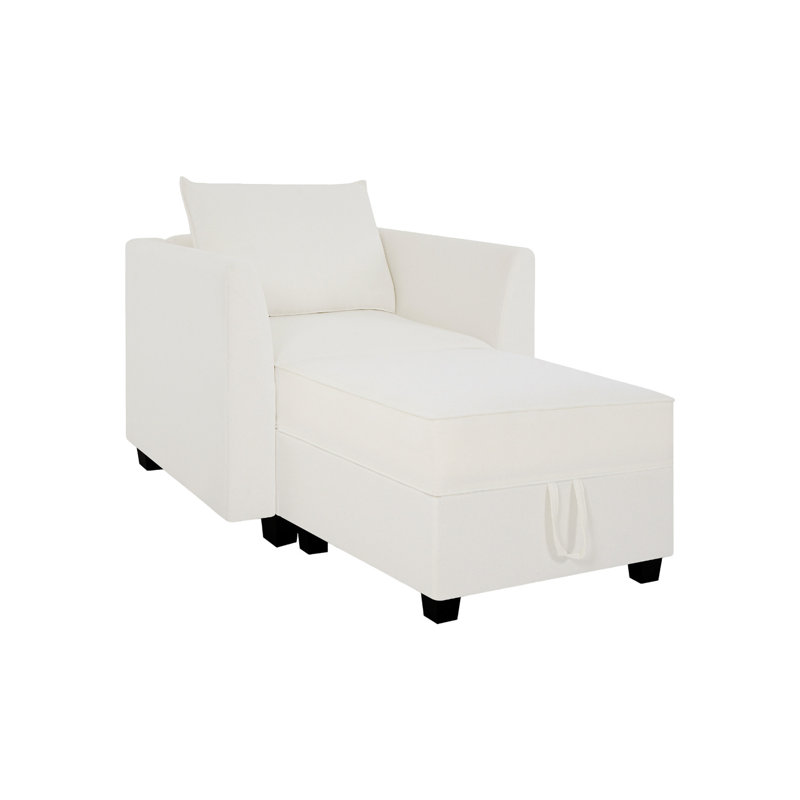 Canapé en lin pour salon, appartement, bureau - Fauteuil d'appoint avec repose-pieds, Lin blanc