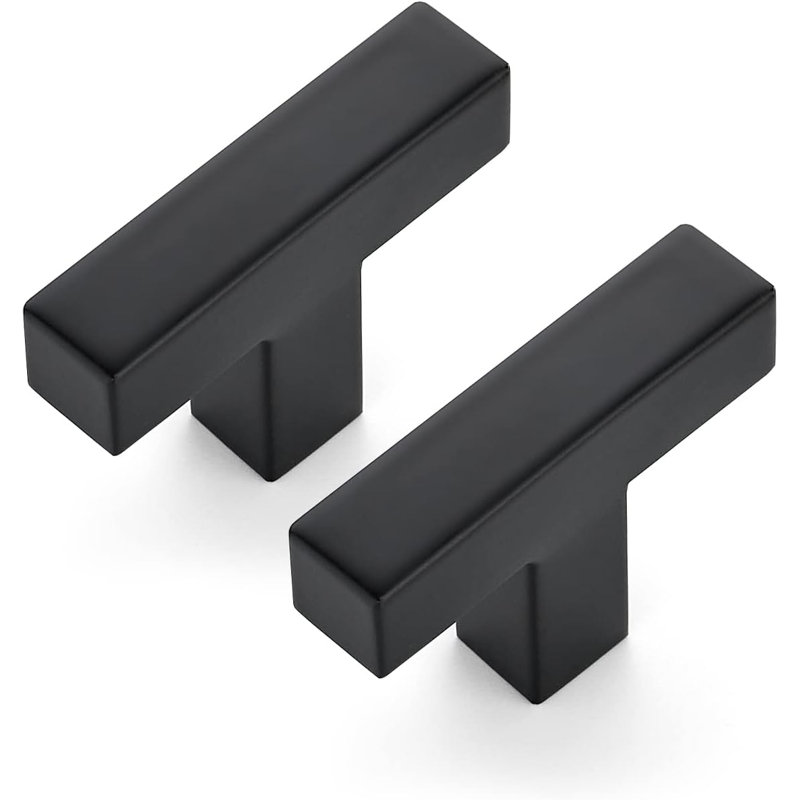 Matte Black Stainless Steel Cabinet Pulls - 12 Pack Square Drawer Handles For Kitchen Cabinets, Wardrobes & Cupboards