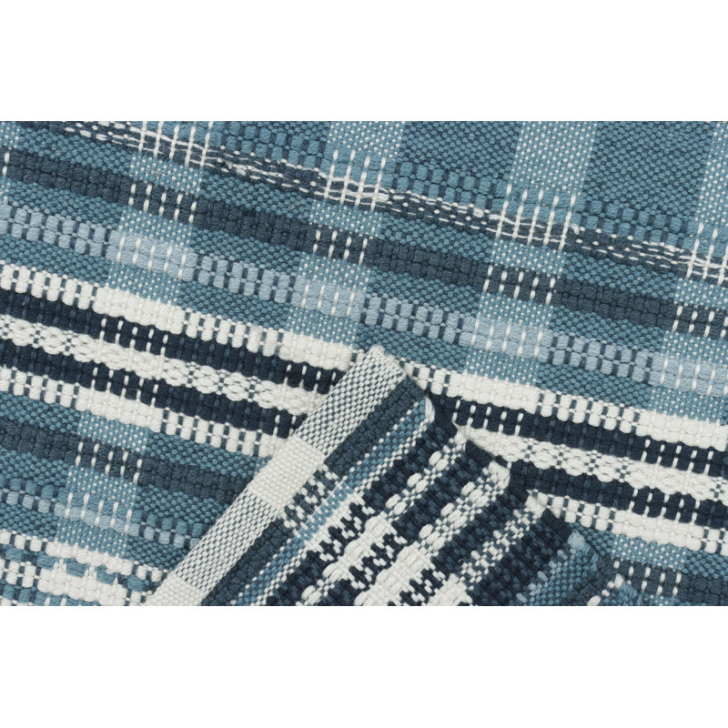 Tapis bleu tissé à la main Lakehouse, Rectangle 3 pi x 5 pi