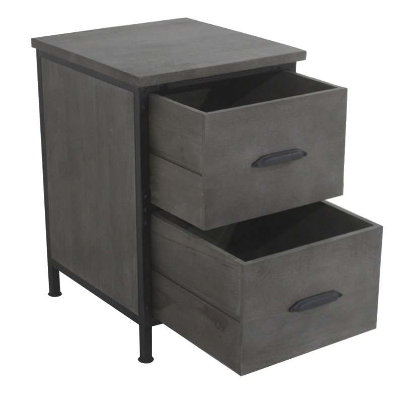 Lafayette Rustic 2 Drawer Filing Cabinet In Rowan Grey Finish