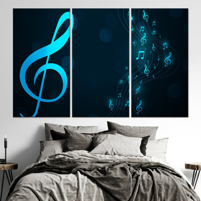 Élégante œuvre d'art sur toile imprimée: décor de salle de musique moderne, toile tendue 3P