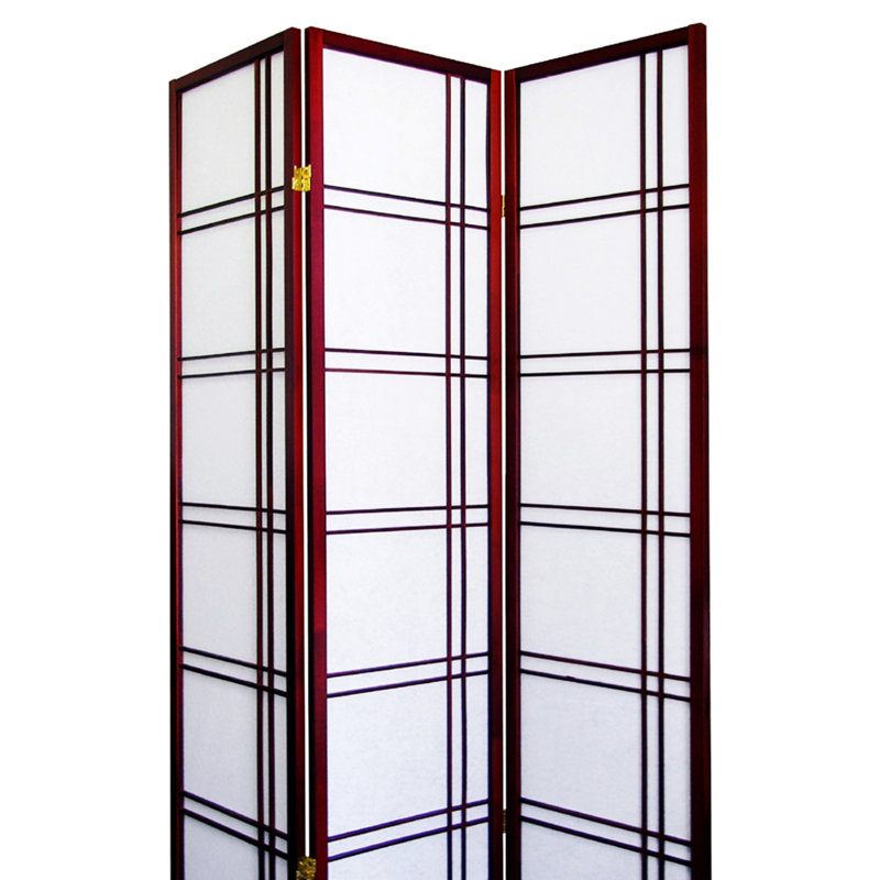 Paravent 70 po 3 po avec finition cerisier - pin, charnière pour espace, pièce intérieure élégante en bois de pin, flexibilité, cloison moderne
