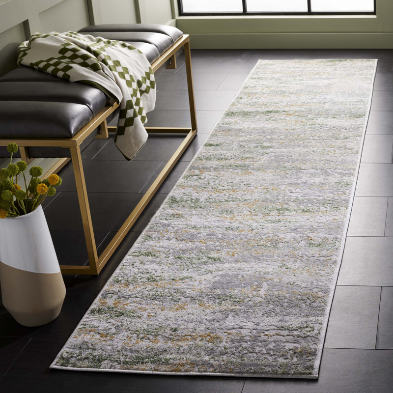 Tapis beige / vert Palma 326, Tapis de couloir 2 pi 2 po x 9 pi