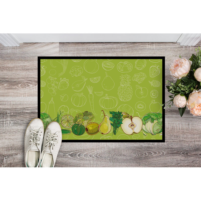 Fruits et légumes 36 po x 24 po tapis de porte extérieur antidérapant Gerrell, L 27 po x L 18 po