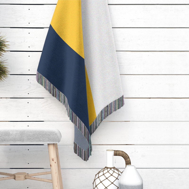 Couverture en coton Charlotte, L 37 po x L 52 po, Bleu minuit / jaune basketball / blanc, Baseball Denver