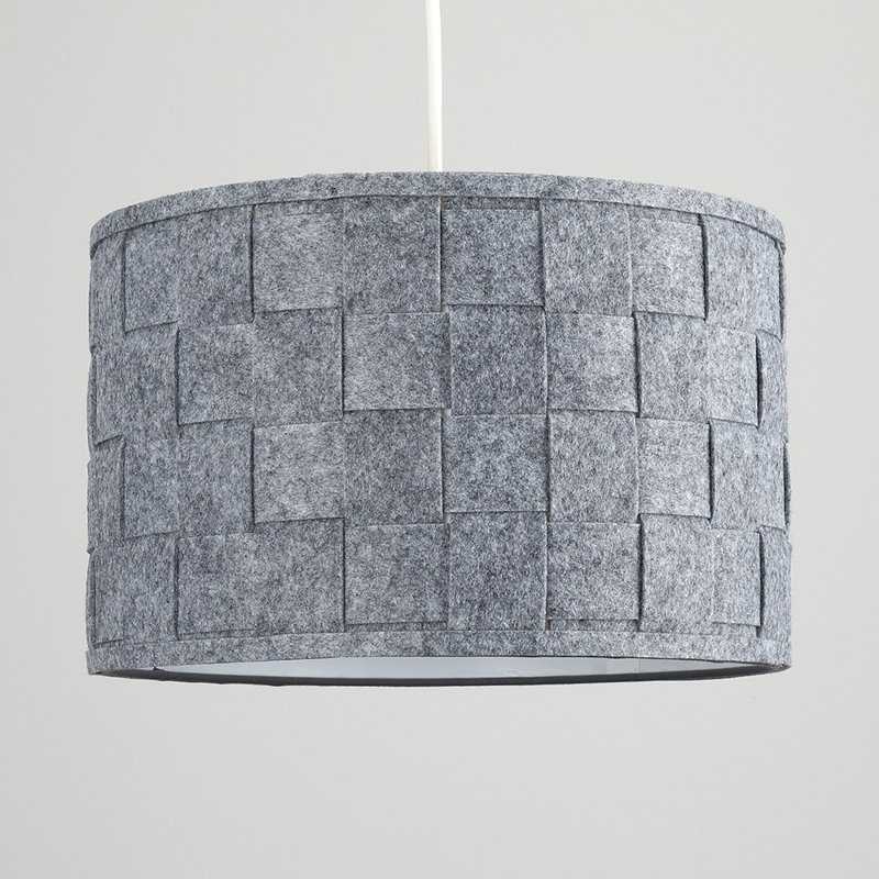 Monza 20cm H Cotton Drum Pendant Shade ( Clip On ) in Grey