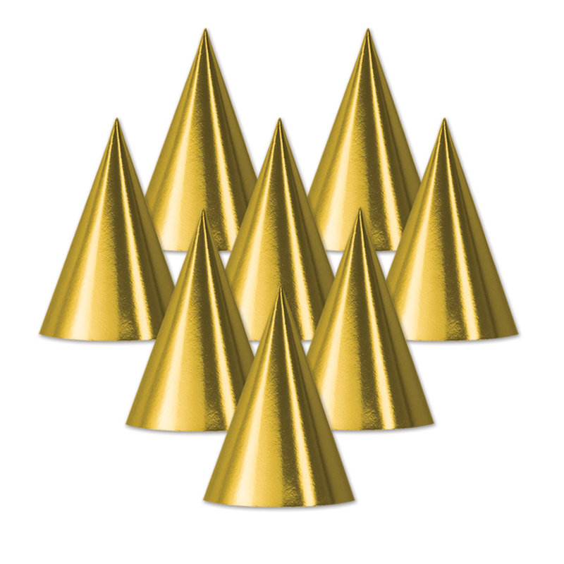 Foil Cone Hat, Gold