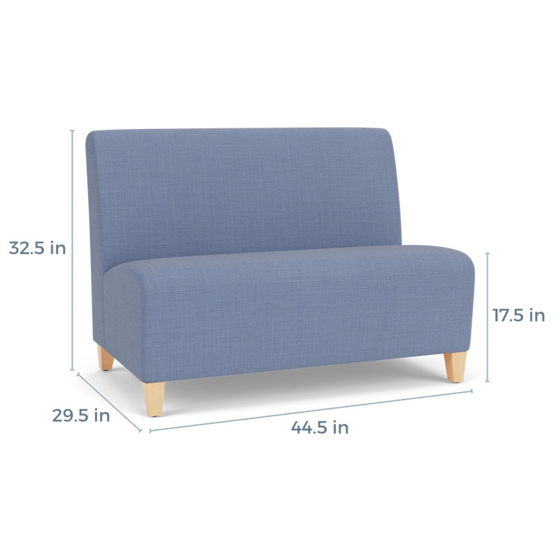 Ravenna Lounge Reception Armless Loveseat, Natural Wood, Chambray Light Navy