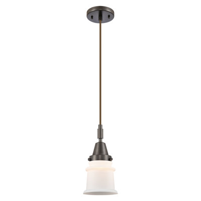 Downtown Urban - Caden Amiriya - Mini-luminaire suspendu à cordon 1 lumière 5 po - Finition bronze huilé - Abat-jour blanc mat