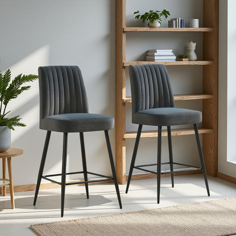 Chaises de bar réglables à pieds en fer, Gris foncé