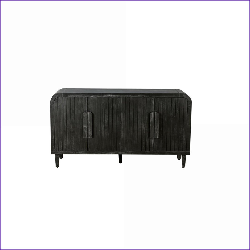 Cabinets, 59'' Farmhouse Curved Vintage Storage Sideboard with Adjustable Shelves, Large Wooden Handles | Antique Black | Kitchen