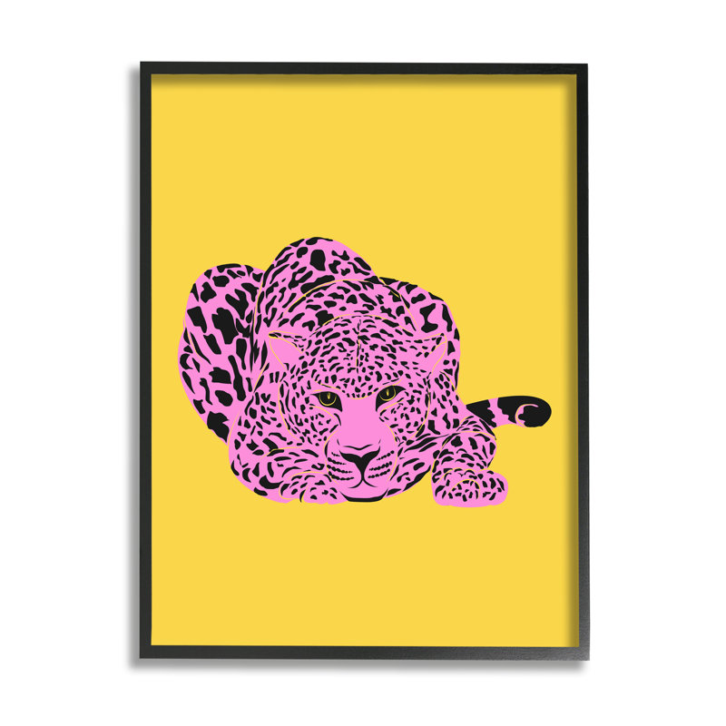 Léopard de style pop encadré par House of Lulu, Giclée encadrée noir minuit, H 14 po x l 11 po x P 1,5 po