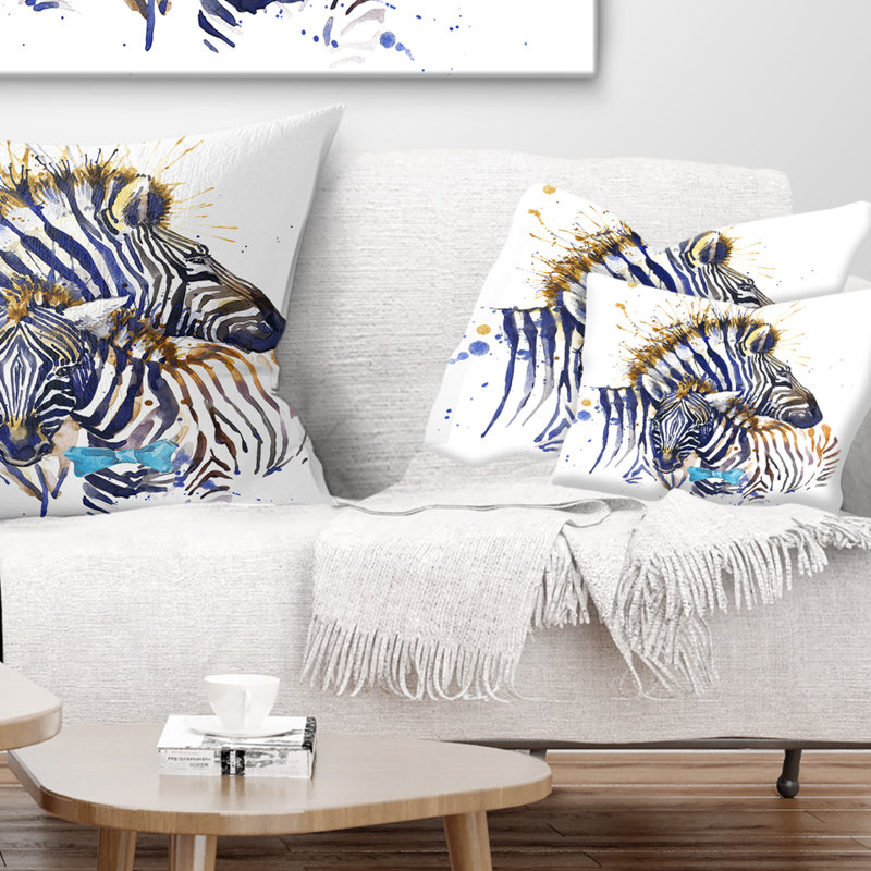 Coussin lombaire en aquarelle zèbre animal family