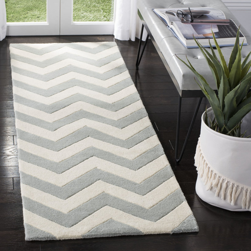 Teresita Hand Tufted Wool Chevron Rug, Runner 2'3" x 9'