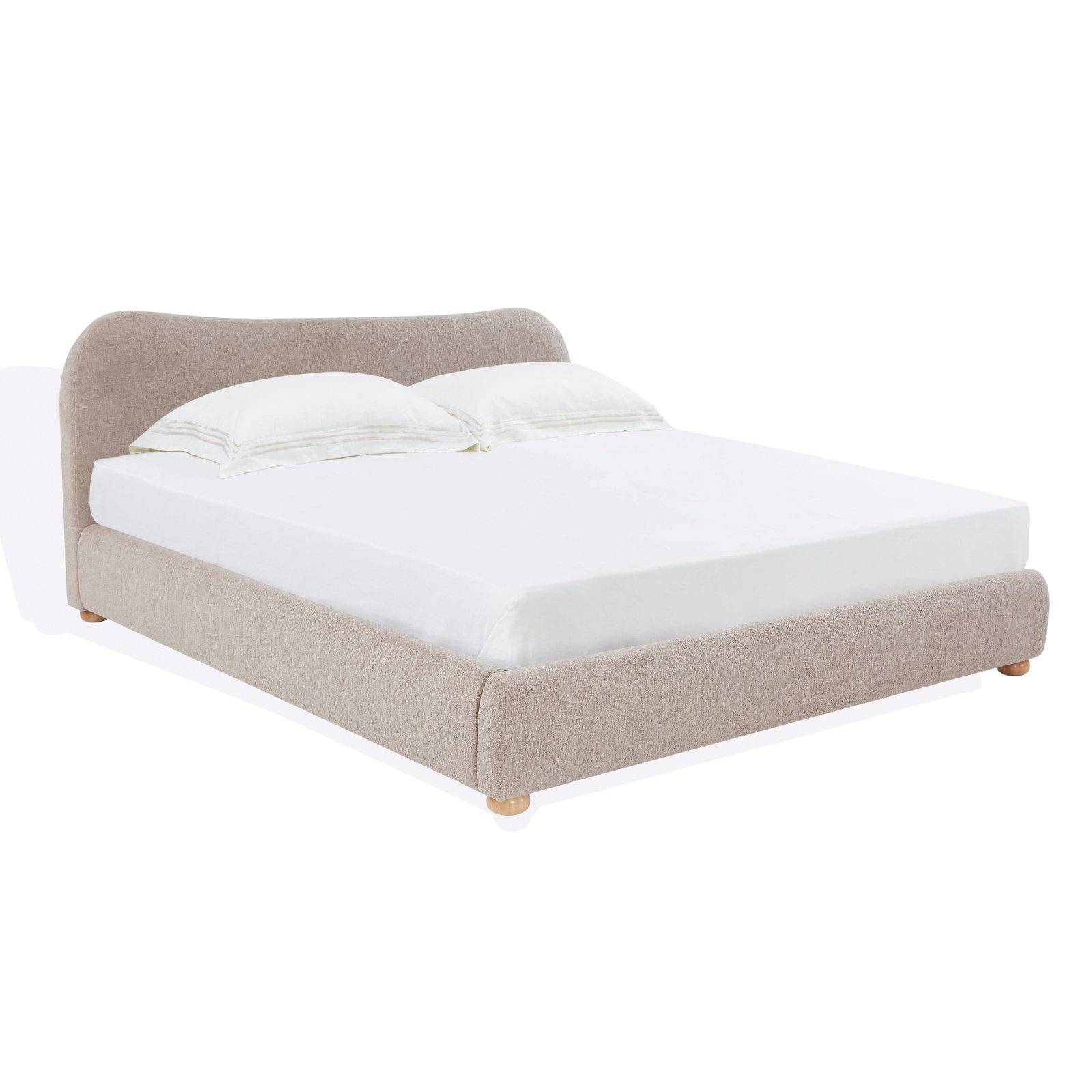 Liza Upholstered Bed, Queen, Light Brown Boucle
